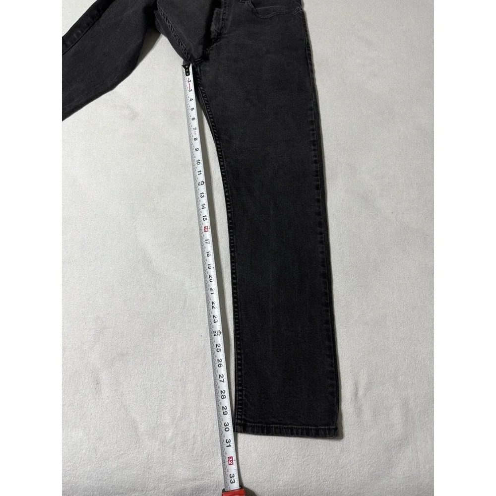 Levis 502 Jeans Mens 34x30 Black Regular Tapered Mid Rise Dark‎ Wash Denim